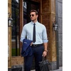 image:imageCOOFANDY Mens Printed Dress Shirts Long Sleeve Business Button Down Shirt Contrast Collar Shirts for MenLight Blue  Whitestripes