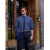 image:imageCOOFANDY Mens Printed Dress Shirts Long Sleeve Business Button Down Shirt Contrast Collar Shirts for MenNavy Bluetriangles