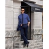 image:imageCOOFANDY Mens Printed Dress Shirts Long Sleeve Business Button Down Shirt Contrast Collar Shirts for MenNavy Bluewindmills