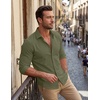 image:imageCOOFANDY Mens Stretch Dress Shirts Muscle Fit Wrinkle Free Long Sleeve Button Down Shirt Business Casual ShirtsArmy Green