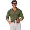 image:imageCOOFANDY Mens Stretch Dress Shirts Muscle Fit Wrinkle Free Long Sleeve Button Down Shirt Business Casual ShirtsArmy Green