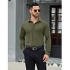 image:imageCOOFANDY Mens Stretch Dress Shirts Muscle Fit Wrinkle Free Long Sleeve Button Down Shirt Business Casual ShirtsArmy Green
