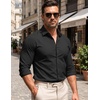 image:imageCOOFANDY Mens Stretch Dress Shirts Muscle Fit Wrinkle Free Long Sleeve Button Down Shirt Business Casual ShirtsBlack