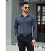 image:imageCOOFANDY Mens Stretch Dress Shirts Muscle Fit Wrinkle Free Long Sleeve Button Down Shirt Business Casual ShirtsBlue
