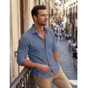 image:imageCOOFANDY Mens Stretch Dress Shirts Muscle Fit Wrinkle Free Long Sleeve Button Down Shirt Business Casual ShirtsBlue