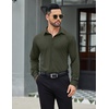 image:imageCOOFANDY Mens Stretch Dress Shirts Muscle Fit Wrinkle Free Long Sleeve Button Down Shirt Business Casual ShirtsDark Army Green