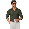 image:imageCOOFANDY Mens Stretch Dress Shirts Muscle Fit Wrinkle Free Long Sleeve Button Down Shirt Business Casual ShirtsDark Army Green