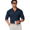 image:imageCOOFANDY Mens Stretch Dress Shirts Muscle Fit Wrinkle Free Long Sleeve Button Down Shirt Business Casual ShirtsDeep Blue
