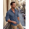 image:imageCOOFANDY Mens Stretch Dress Shirts Muscle Fit Wrinkle Free Long Sleeve Button Down Shirt Business Casual ShirtsDeep Blue