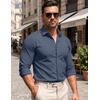 image:imageCOOFANDY Mens Stretch Dress Shirts Muscle Fit Wrinkle Free Long Sleeve Button Down Shirt Business Casual ShirtsDeep Blue
