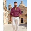image:imageCOOFANDY Mens Stretch Dress Shirts Muscle Fit Wrinkle Free Long Sleeve Button Down Shirt Business Casual ShirtsDeep Red