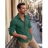 image:imageCOOFANDY Mens Stretch Dress Shirts Muscle Fit Wrinkle Free Long Sleeve Button Down Shirt Business Casual ShirtsGreen
