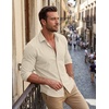 image:imageCOOFANDY Mens Stretch Dress Shirts Muscle Fit Wrinkle Free Long Sleeve Button Down Shirt Business Casual ShirtsKhaki