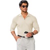 image:imageCOOFANDY Mens Stretch Dress Shirts Muscle Fit Wrinkle Free Long Sleeve Button Down Shirt Business Casual ShirtsKhaki