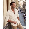 image:imageCOOFANDY Mens Stretch Dress Shirts Muscle Fit Wrinkle Free Long Sleeve Button Down Shirt Business Casual ShirtsLight Beige