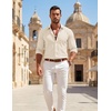 image:imageCOOFANDY Mens Stretch Dress Shirts Muscle Fit Wrinkle Free Long Sleeve Button Down Shirt Business Casual ShirtsLight Beige