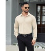 image:imageCOOFANDY Mens Stretch Dress Shirts Muscle Fit Wrinkle Free Long Sleeve Button Down Shirt Business Casual ShirtsLight Beige