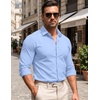 image:imageCOOFANDY Mens Stretch Dress Shirts Muscle Fit Wrinkle Free Long Sleeve Button Down Shirt Business Casual ShirtsLight Blue