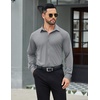 image:imageCOOFANDY Mens Stretch Dress Shirts Muscle Fit Wrinkle Free Long Sleeve Button Down Shirt Business Casual ShirtsLight Grey