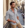 image:imageCOOFANDY Mens Stretch Dress Shirts Muscle Fit Wrinkle Free Long Sleeve Button Down Shirt Business Casual ShirtsLight Grey