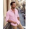 image:imageCOOFANDY Mens Stretch Dress Shirts Muscle Fit Wrinkle Free Long Sleeve Button Down Shirt Business Casual ShirtsLight Pink