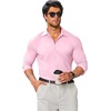 image:imageCOOFANDY Mens Stretch Dress Shirts Muscle Fit Wrinkle Free Long Sleeve Button Down Shirt Business Casual ShirtsLight Pink