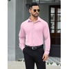 image:imageCOOFANDY Mens Stretch Dress Shirts Muscle Fit Wrinkle Free Long Sleeve Button Down Shirt Business Casual ShirtsLight Pink