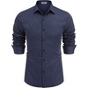image:imageCOOFANDY Mens Stretch Dress Shirts Muscle Fit Wrinkle Free Long Sleeve Button Down Shirt Business Casual ShirtsNavy  White Stripes