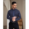 image:imageCOOFANDY Mens Stretch Dress Shirts Muscle Fit Wrinkle Free Long Sleeve Button Down Shirt Business Casual ShirtsNavy  White Stripes