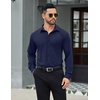 image:imageCOOFANDY Mens Stretch Dress Shirts Muscle Fit Wrinkle Free Long Sleeve Button Down Shirt Business Casual ShirtsNavy Blue