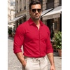 image:imageCOOFANDY Mens Stretch Dress Shirts Muscle Fit Wrinkle Free Long Sleeve Button Down Shirt Business Casual ShirtsRed