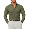 image:imageCOOFANDY Mens Stretch Dress Shirts Muscle Fit Wrinkle Free Long Sleeve Button Down Shirt Business Casual ShirtsArmy Green