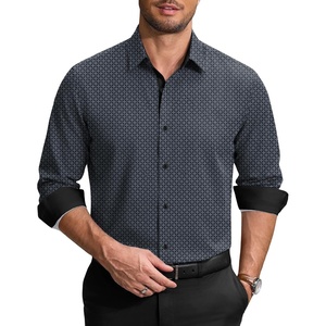 image:imageCOOFANDY Mens Printed Dress Shirts Long Sleeve Business Button Down Shirt Contrast Collar Shirts for Men2black  Whiterhombus