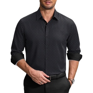 image:imageCOOFANDY Mens Printed Dress Shirts Long Sleeve Business Button Down Shirt Contrast Collar Shirts for Men2blackleaves
