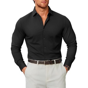 image:imageCOOFANDY Mens Stretch Dress Shirts Muscle Fit Wrinkle Free Long Sleeve Button Down Shirt Business Casual ShirtsBlack