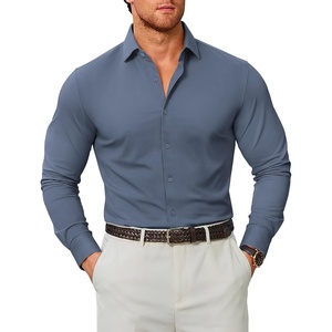 image:imageCOOFANDY Mens Stretch Dress Shirts Muscle Fit Wrinkle Free Long Sleeve Button Down Shirt Business Casual ShirtsBlue