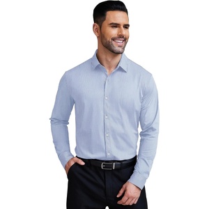 image:imageCOOFANDY Mens Stretch Dress Shirts Muscle Fit Wrinkle Free Long Sleeve Button Down Shirt Business Casual ShirtsBlue Stripes