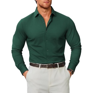 image:imageCOOFANDY Mens Stretch Dress Shirts Muscle Fit Wrinkle Free Long Sleeve Button Down Shirt Business Casual ShirtsGreen