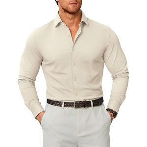 image:imageCOOFANDY Mens Stretch Dress Shirts Muscle Fit Wrinkle Free Long Sleeve Button Down Shirt Business Casual ShirtsKhaki