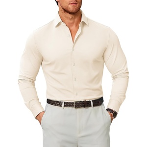 image:imageCOOFANDY Mens Stretch Dress Shirts Muscle Fit Wrinkle Free Long Sleeve Button Down Shirt Business Casual ShirtsLight Beige