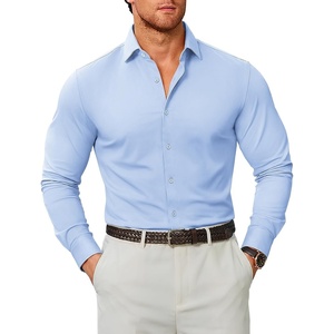 image:imageCOOFANDY Mens Stretch Dress Shirts Muscle Fit Wrinkle Free Long Sleeve Button Down Shirt Business Casual ShirtsLight Blue