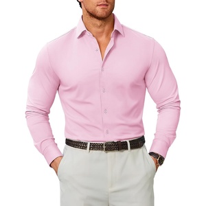 image:imageCOOFANDY Mens Stretch Dress Shirts Muscle Fit Wrinkle Free Long Sleeve Button Down Shirt Business Casual ShirtsLight Pink