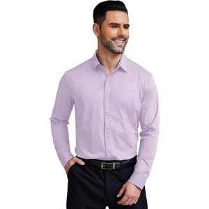 image:imageCOOFANDY Mens Stretch Dress Shirts Muscle Fit Wrinkle Free Long Sleeve Button Down Shirt Business Casual ShirtsPurple Stripes