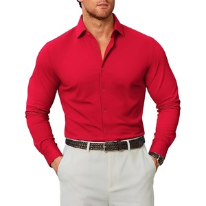 image:imageCOOFANDY Mens Stretch Dress Shirts Muscle Fit Wrinkle Free Long Sleeve Button Down Shirt Business Casual ShirtsRed