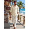 image:imageCOOFANDY Mens Button Down Shirt Long Sleeve Casual Untucked Shirts Textured Summer Beach ShirtsBeige