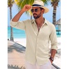 image:imageCOOFANDY Mens Button Down Shirt Long Sleeve Casual Untucked Shirts Textured Summer Beach ShirtsBeige