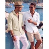 image:imageCOOFANDY Mens Button Down Shirt Long Sleeve Casual Untucked Shirts Textured Summer Beach ShirtsBeige