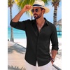 image:imageCOOFANDY Mens Button Down Shirt Long Sleeve Casual Untucked Shirts Textured Summer Beach ShirtsBlack