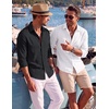 image:imageCOOFANDY Mens Button Down Shirt Long Sleeve Casual Untucked Shirts Textured Summer Beach ShirtsBlack