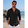 image:imageCOOFANDY Mens Button Down Shirt Long Sleeve Casual Untucked Shirts Textured Summer Beach ShirtsBlack